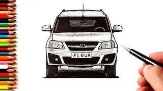 How to draw a car Lada Largus