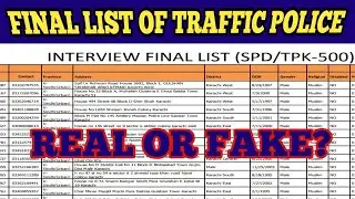 Complete List Of SPD-500 Traffic Police Karachi Range 