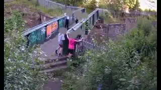 Hanging on the bridge! EMR release shocking footage of children playing on railway