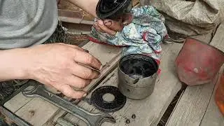 Tractor T-25, engine oil change, centrifuge cleaning.