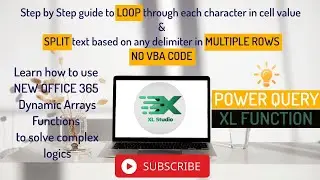 Excel Power Query - Split and Loop text in a cell using Function. NO VBA | XL Studio | #xlstudio