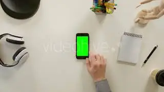 A Finger Scrolling on the Green Touchscreen | Stock Footage - Videohive