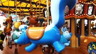 Jessie's Critter Carousel full ride and queue tour at Disney California Adventure