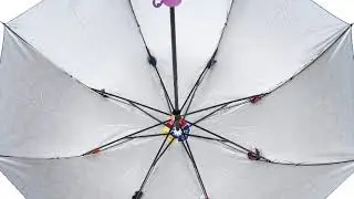 2 Fold Print Silver Umbrella