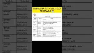 BKNMU BBA EXAM-2024 TIMETABLE 🗓️#shorts #ytshorts #bknmuexam @dr.khyati_vadher