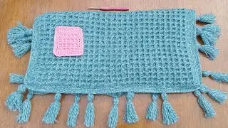 🧶How To Crochet Waffle Baby BLANKET With BORDERS for Blankets Beginners / #crochetbabyblanket