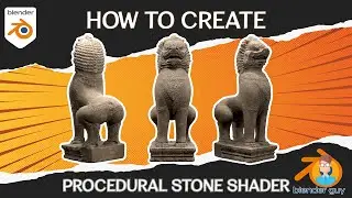 Creating Procedural Stone Shader on Bayon style lion in Blender 2.92 (Beginner Tutorial)-BlenderGuy