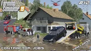 RESCUING vehicles from FLOODED AUTOBAHN | Contractor Jobs | Farming Simulator 19 | Episode 12
