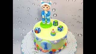😊ОФОРМЛЕНИЕ ДЕТСКОГО торта!👶Супер ШОКОЛАДНЫЙ крем для обтяжки. Фигурка из ДОМАШНЕЙ МАСТИКИ!💖