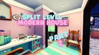 The sims 4|| Split Level Modern House + Knitting Room! Part.2🏡 ||No CC||Speed Build🛠