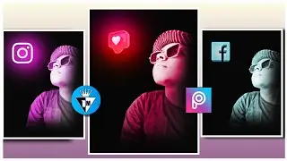 Neon Glowing Social Media Icons Photo Editing in Picsart || How to Edit Glowing Social Media Icons