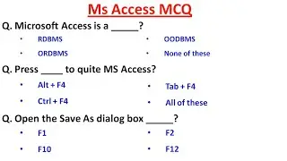 Top 50 MS Access MCQ Question and Answers - Most Important MCQ's on MS Access