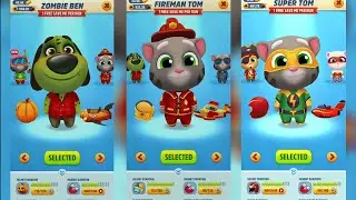 Zombie Ben 🆚 Fireman Tom 🆚 Super Tom 😅 Talking Tom Gold Run Gameplay Android Ios