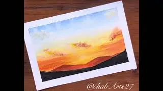 Easy sunset by Acrylics / Sunset painting tutorial fir beginners/ easy paintings