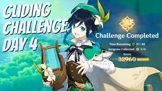 Genshin Impact: Gliding Challenge Day 4: Wind Barriers Gold)