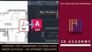 Convert Pdf Drawings To Dwg Files Inside Autocad - No Internet Required! (Malayalam)