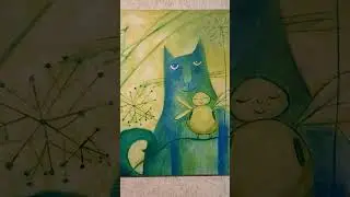 Киса  и  букашка'  50х50  акрил.