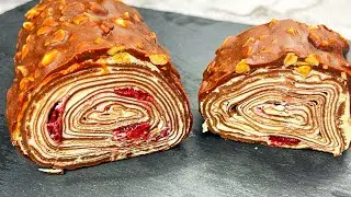 ТОРТ без ДУХОВКИ! Торт-рулет «ВИШНЯ-МАСКАРПОНЕ»!