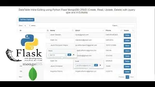 DataTable Inline Editing using Python Flask MongoDB CRUD with jquery ajax and X-Editable