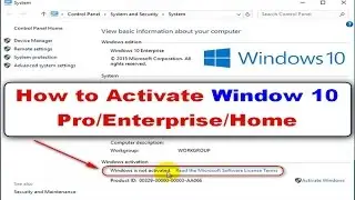 How To Activate Window 10 Pro / Enterprise / Home