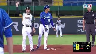 09/06 富邦 VS 台鋼 五局上，富邦攻佔三壘得點圈，李宗賢擊出左外野平飛球遭王柏融接殺，沒收可能的一分打點