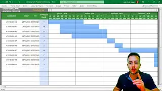 Planilha de Cronograma de Projetos no Excel | Baixar Grátis | Calendário com Diagrama de Gantt