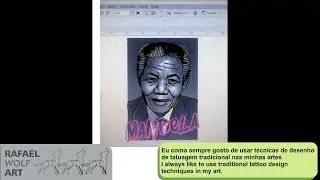 desenhos e tecnicas - drawings and techniques Tribute Nelson Mandela