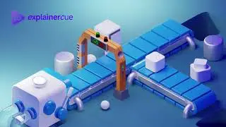 3D Isometric Lottie Animation Manufacturing Machine