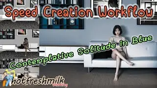 Contemplative Solitude in Blue | Speed Creation Workflow | Sketchup+Daz3D+Photoshop+Krita