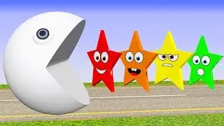 Learn Colors with Pacman and Star as He rolling around Farm Surprise Toy for kids