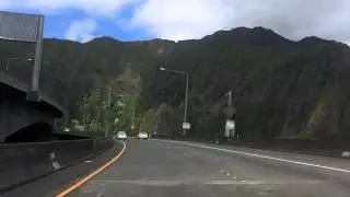 driving on the h-3, kaneohe, hawaii