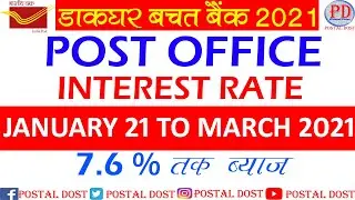 Post office Latest Interest Rate From January 2021 to June 2021 | Post office interest rate 2021