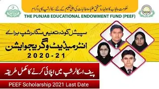Peef Scholarship 2020-21 Complete Details For Matric, Intermedate, Bachelor, Graduation
