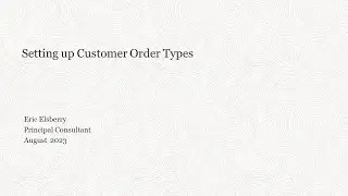 Setting up Customer Order Types