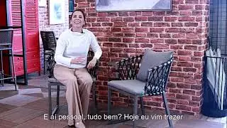 Uma das opções da poltrona Concha em alumínio e corda nautica