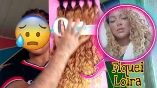PRIMEIRA VEZ COLOCANDO CABELO LOIRO CACHEADO *TUTORIAL*