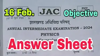 CLASS-12th Physics Answer key 2024 / JAC Board Physics Answer Sheet 2024 / Physics MCQ Answer key