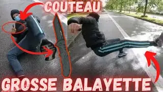 😡GROSSE BALAYETTE!!! Un CLOCHARD VEUT TU*R un MOTARD Avec UN COTEAU!!! | Road Rage Français #37