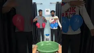 Put The Ball In Bucket With Pop Balloon Challenge #shorts