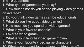 10 Video Game Questions: Tylord Edition