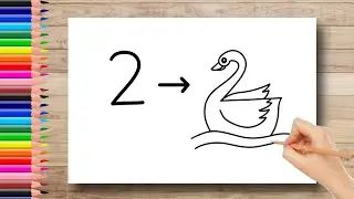 HOW TO DRAW SWAN WITH NUMBER 2 | SWAN DRAWING