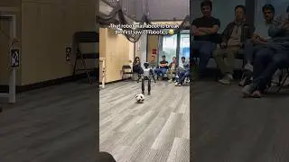 It was a cool robot demo… it probably confused his foot for the ball 😭