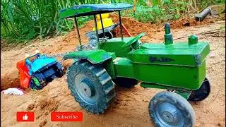 Tata truck loding industry Materials| Pulling out Deep mud|  Help john deere Tractor 5405| Rk Toy