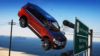 GTA 5 -- High-speed ramp CAR CRASHES [part 1]