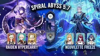 Spiral Abyss 5.7 - C3 Raiden Hypercarry & C1 Neuvillette Freeze | Genshin Impact
