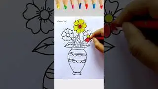 Flower Pot Drawing || Flower Vase Drawing || How to Draw Flower Pot Easy
