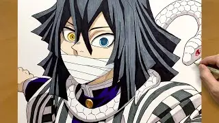 How to Draw Obanai Iguro (Snake Pillar) from Demon Slayer | Full Coloring Process