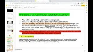 The Crucible Context and Research Task