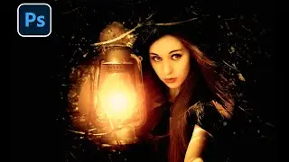 Girl hold lantern - Photoshop manipulation tutorial Video