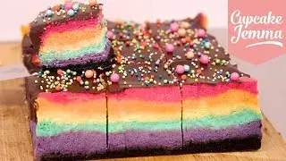 How to Make a RAINBOW Baked Cheescake | Cupcake Jemma